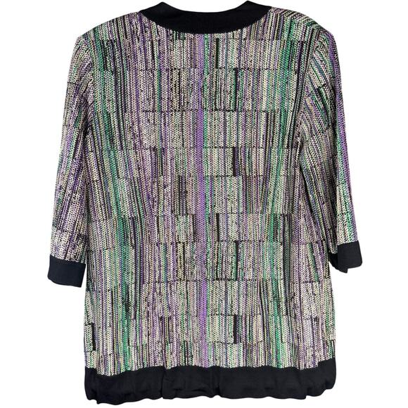 EXCLUSIVELY MISOOK NWOT S Knit Unique V Neck Button Down Cardigan W/Drawstrings - Picture 2 of 9